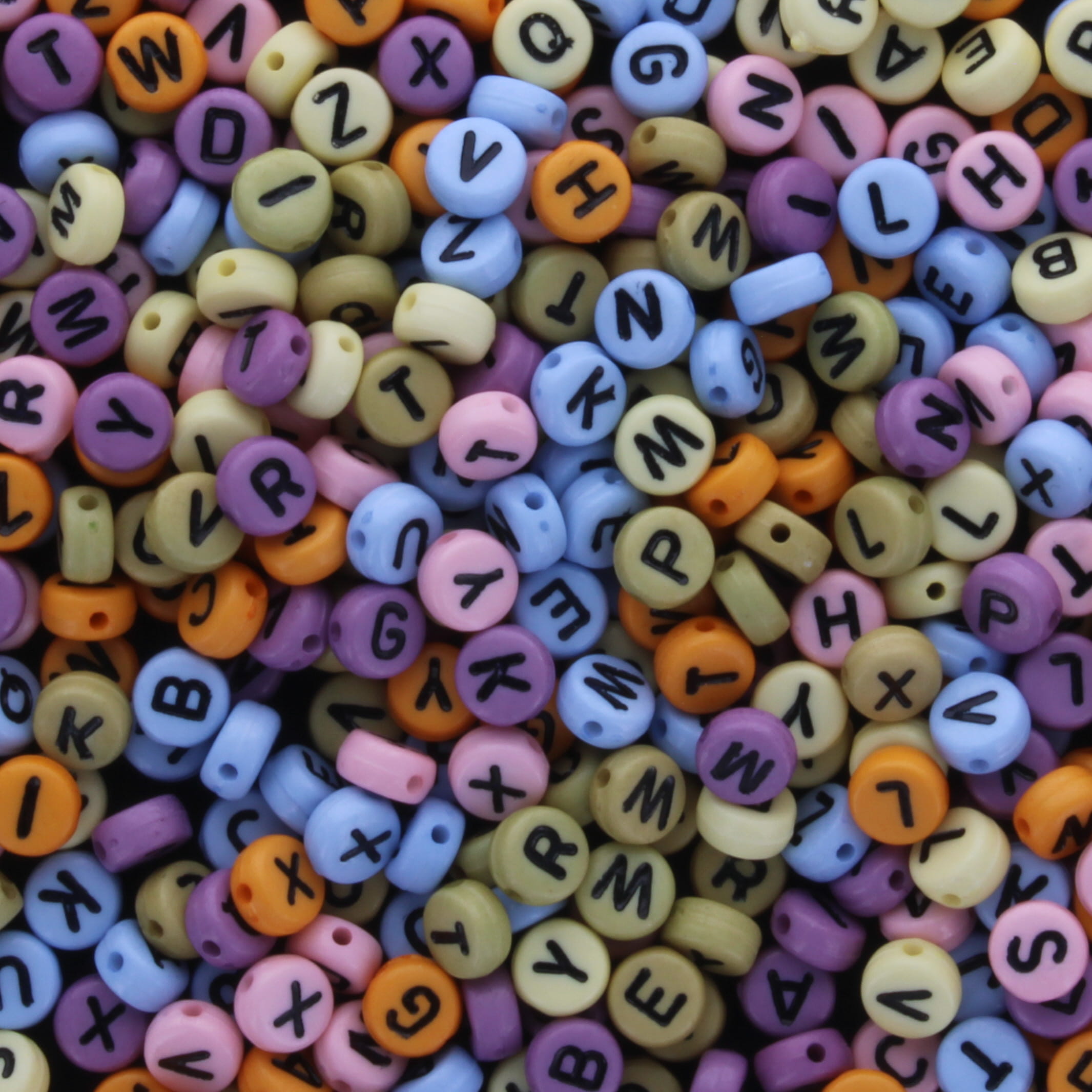 Alphabet Threading Beads Pastel 6mm - pack of 400