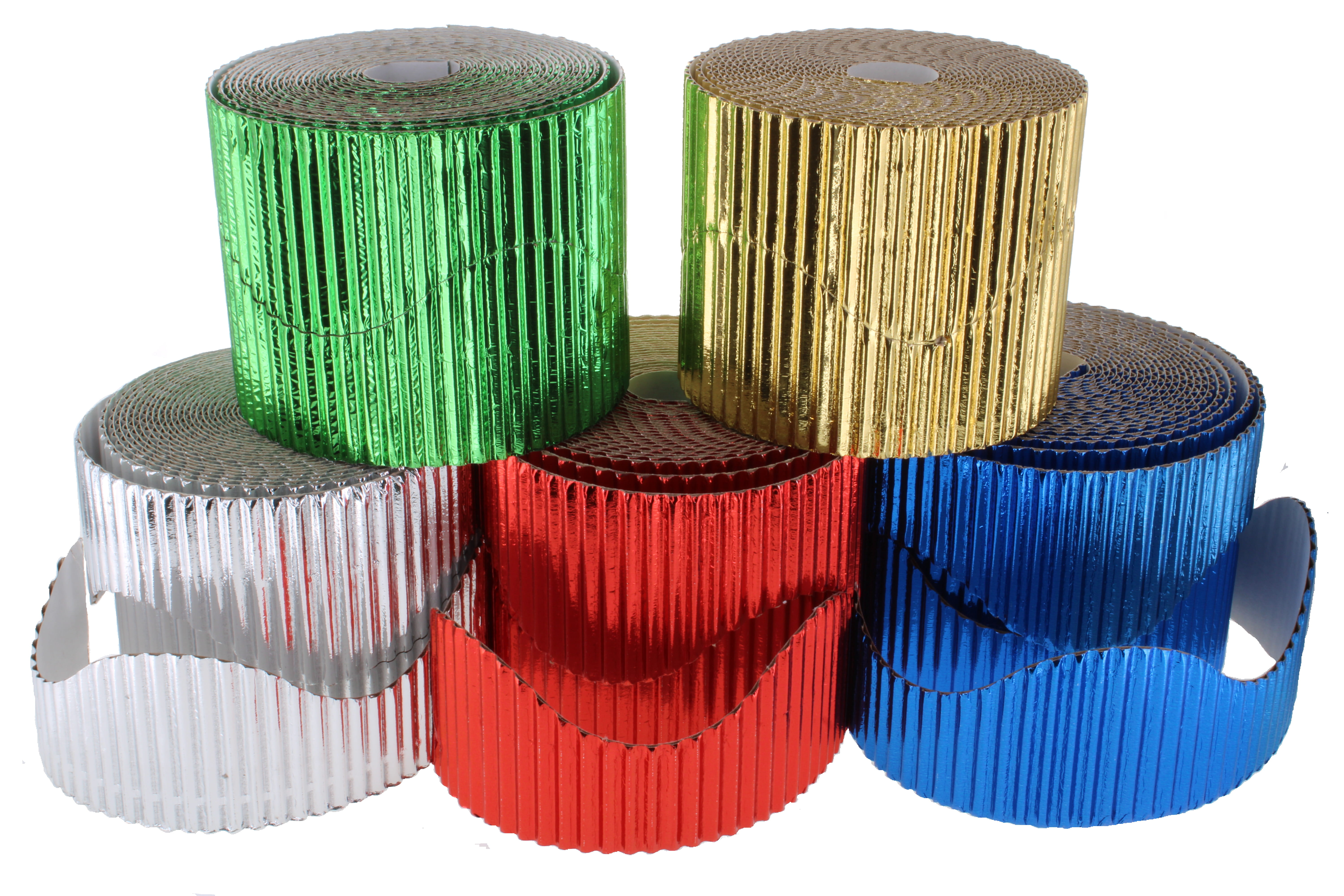 Border Rolls Corrugated Scalloped Metallic 5m - pack of 10 - STF73