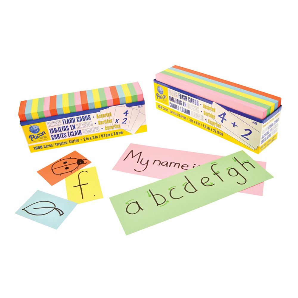 Flash Card Blanks Assorted 50 x 76mm - pack of 1000