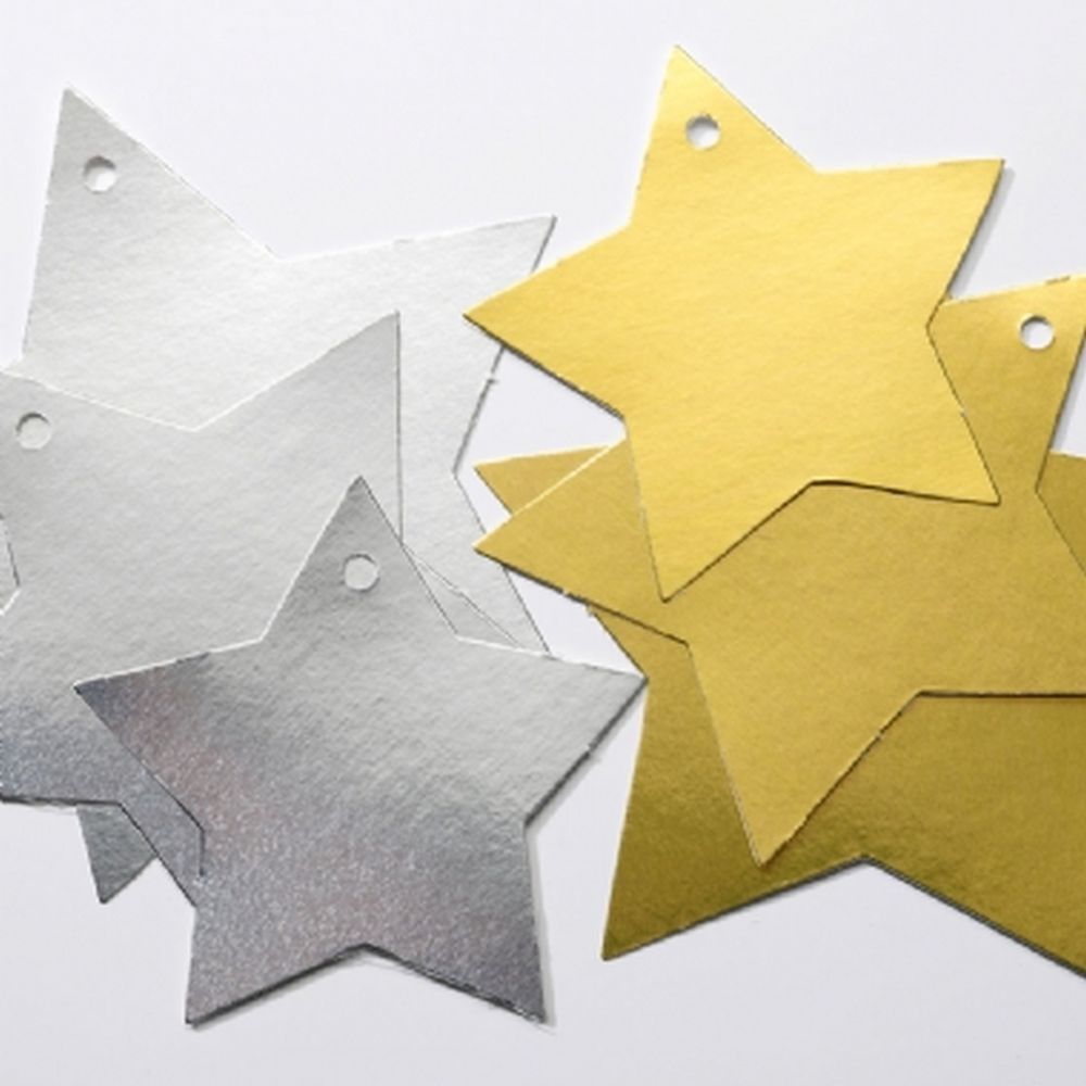 Metallic Cardboard Stars Assorted 12.5cm - pack of 50